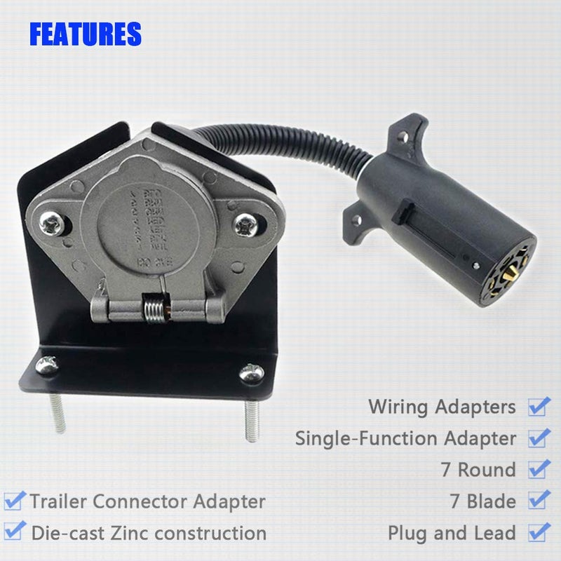 CARROFIX 7 RV Blade Plug to 7 Way Pin Type Trailer Electrical Adapter Connector with Mounting Bracket - Image 4